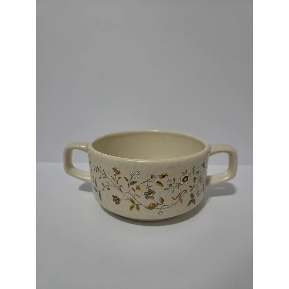 Lenox Temper-ware Merriment Sugar Bowl Double Handle Floral Stoneware Vintage